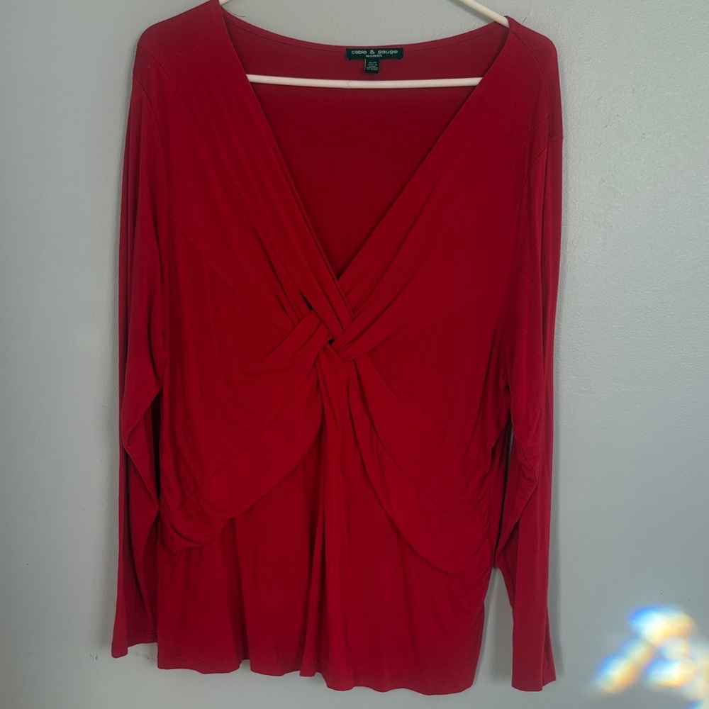 Vibrant Red Draped Blouse